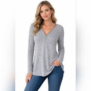 Workshop Andrea Jovine Grey Space Dye 1/4 Zip Pullover Top M